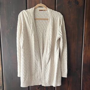Belldini Cream Textured Open-Front Cardigan